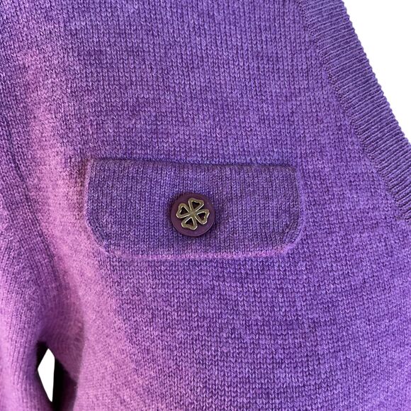 Bobby Jones Cashmere Merino Sweater Womens Size L Purple V-Neck Golf Old Money - Picture 4 of 14